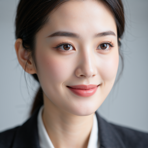 三十五岁左右女性头像，穿职业套装，浅色背景，专业商务形象
